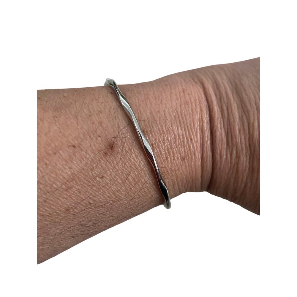 Skinny bangle bracelet, Silver tone